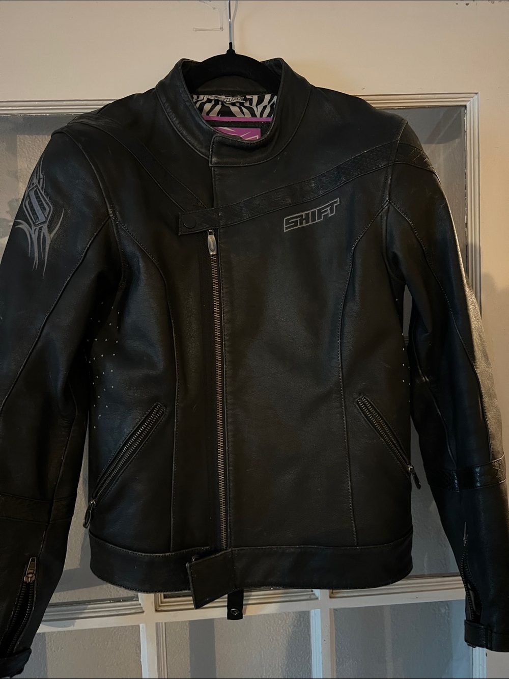 Shift Black Leather Motorcycle Jacket
